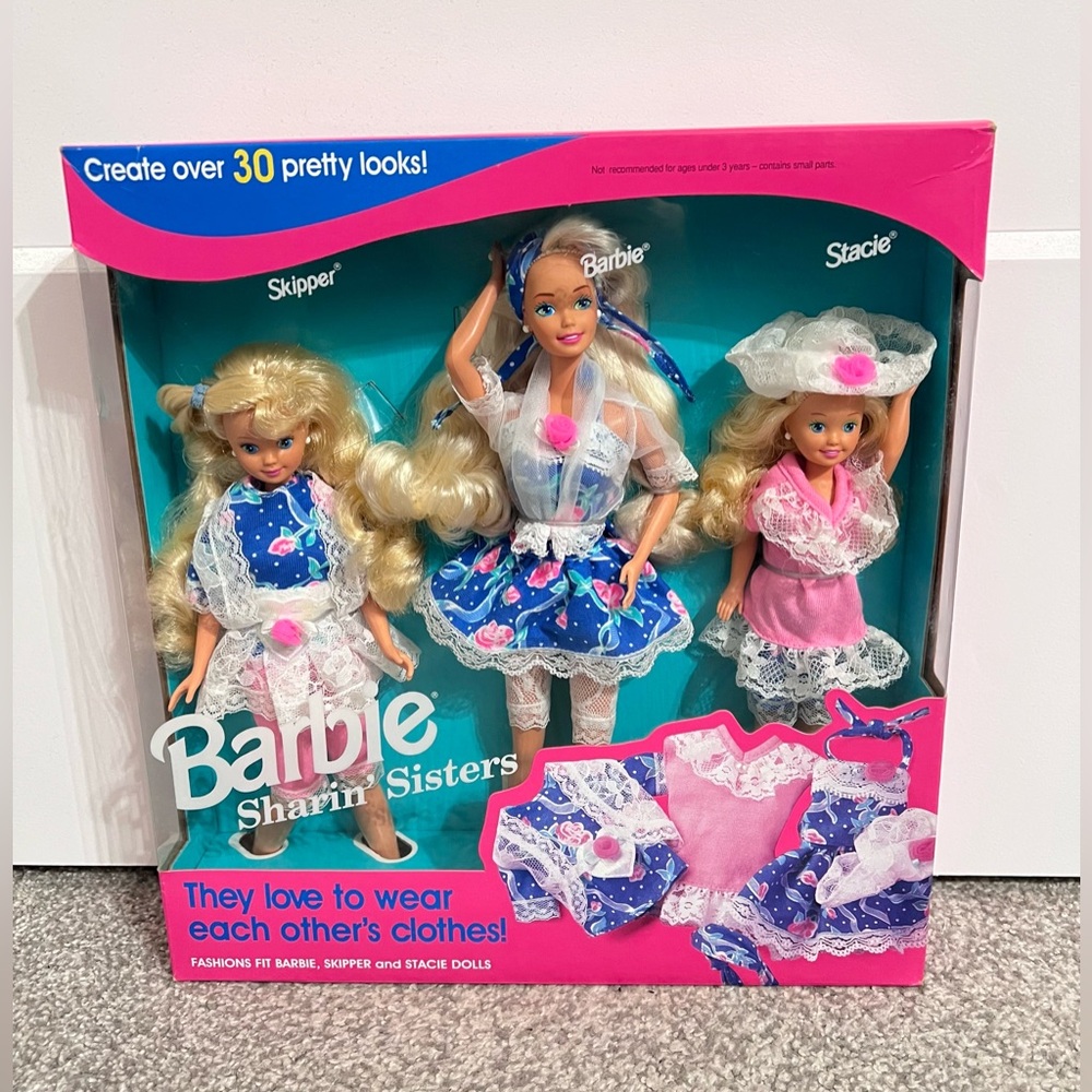 1992 Barbie Sharin Sisters - Skipper, Barbie, Stacie